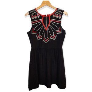 Chloe Oliver Silk Embroidered Black Cocktail Dress M | Anthropologie